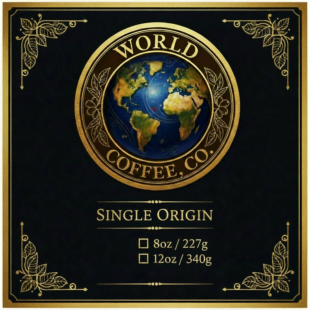 World Coffee Co. Single Origin Label - White Interior Checkboxes